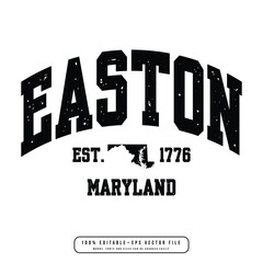 Easton text effect vector. Editable college t-shirt design printable text effect vector	