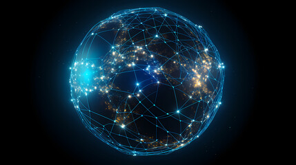 Obraz premium Global International Connection Information Exchange Blockchain Cryptocurrency