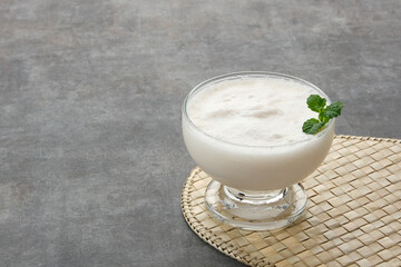 Coconut Milk Smoothies with mint leaf
