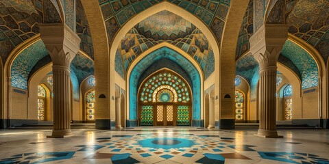Wunderschöne Moschee im Querformat für Banner, ai generativ