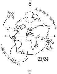 ilustración mapa mundi viajar por el mundo