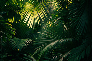 green tropical leaves background