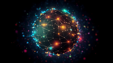 Obraz premium Spherical network structure, creating a futuristic or abstract look