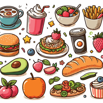 food cartoon vector icon illustration food object icon concept isolated yellow background