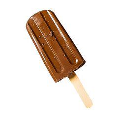 Chocolate popsicle isolated on a transparent background.  Yummy dessert for summer