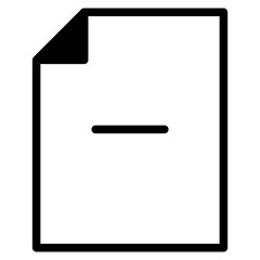 Document minus icon. File delete sign. Paper remove symbol. 