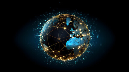 Obraz premium Spherical network structure, creating a futuristic or abstract look