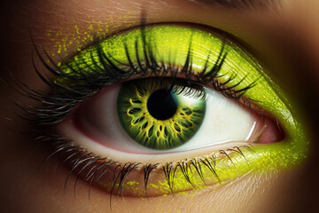 Fototapeta premium elegance woman beautiful eye with a bright green сreated with Generative Ai