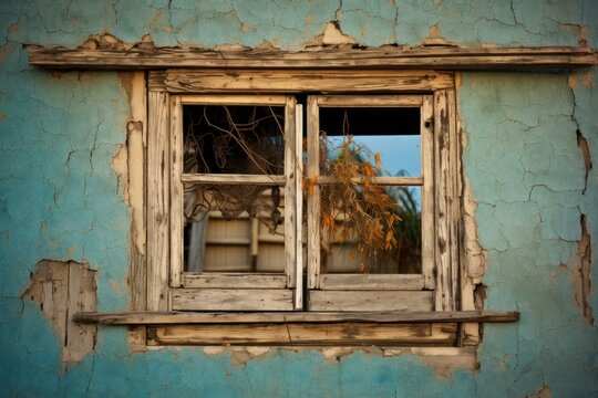 Rusty Old window frame. Wooden rustic. Generate Ai