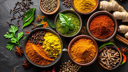spices and herbs in the market