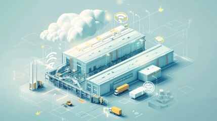The platform, data in the cloud, logistics, illustration, warehouse management
