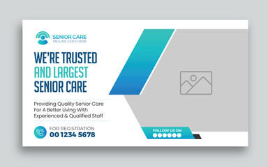 In-home senior health care youtube thumbnail and web banner template design