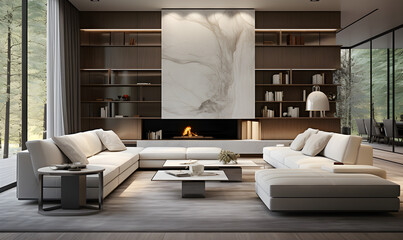Modern luxurious minimalist style living room, interior design
