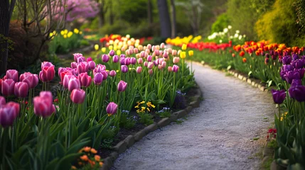 Tuinposter tulip field in spring © Artworld AI