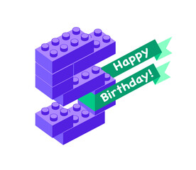 Vector congratulation card. Happy Birthday. Five (5) years - 754861189