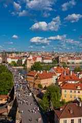 View of The famous Charles Bridge and Prague city center