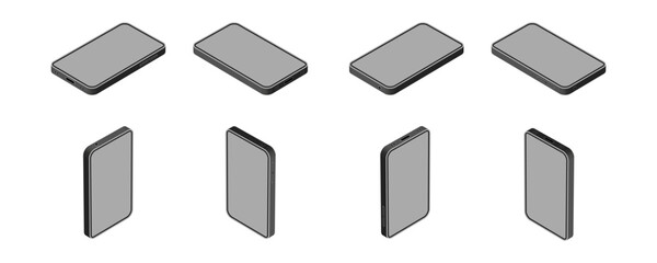 Isometric Smartphone Portrayals Unveiling Diverse Viewing Orientations