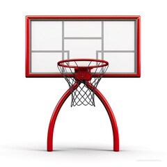 Basketball, basket goal post red Rim on white background.