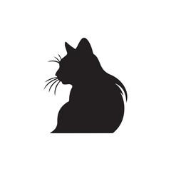 Cat black icon isolated on white background. Vector illustration.