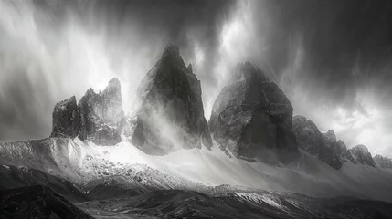 Gordijnen Black and white mountain landscape © Annette