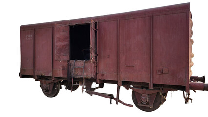 Old cargo train isolated on white background