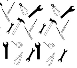 Pattern of repair working tools, illustration tools for construction, hammer, screw ,wrench
