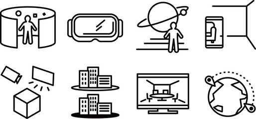 Icons representing various digital spaces.