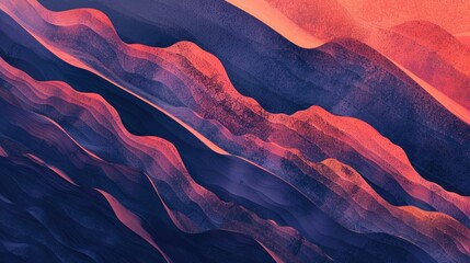 grainy gradient, Undulating waves of rich blues and fiery oranges create a grainy gradient texture, evoking a sense of fluid movement