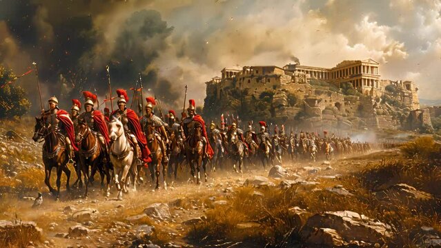 4K HD video clips Sparta led a force of warriors against the warrior forces of Thebes, which supported Athens, in the Battle of Leuctra.