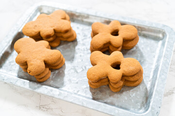 Golden-Brown Gingerbread Cookies with Heart Cutouts