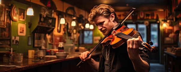 Violinist playing in a vintage style bar