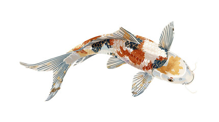 Elegant Koi Fish in Traditional Art Style isolated