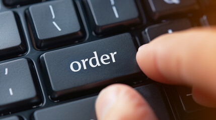 close up photography of black laptop keyword with the word "order" on one key