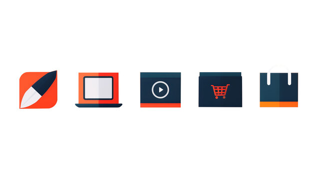 icon set icon of e-commerce, 2D flat icon on white or transparent background
