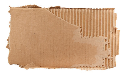 Piece of torn cardboard on a white background. Torn cardboard isolate