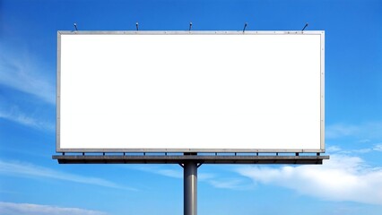 Outdoor Billboard Mockup Against Clear Blue Sky Backdrop