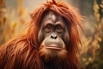 Fototapeta na wymiar Playful Orangutans animals nature. Jungle wildlife. Generate Ai
