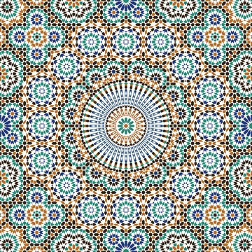 Seamless pattern in Moroccan style,Geometric background,Islamic traditional ornament,Vector illustration.
