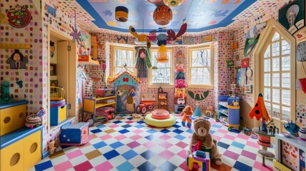 Colorful Playroom with Toys and Decorations