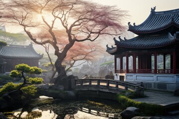 Obraz premium Captivating Outdoor china ancient city. Old architecture. Generate Ai