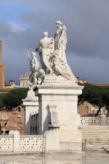 Obraz premium Vittoriano War Memorial Detail with Sculptures in Rome, Italy
