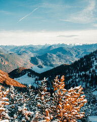 Aufstieg Gipfel Alpen Walchensee - obrazy, fototapety, plakaty