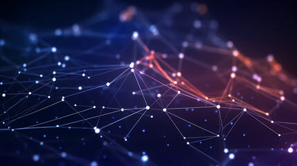 Obraz premium Cyberspace connection, abstract digital network on the background of futuristic particles and data technology