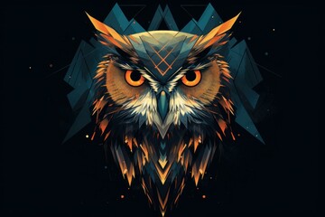 Artistic Colorful owl geometric. Wildlife animal. Generate Ai