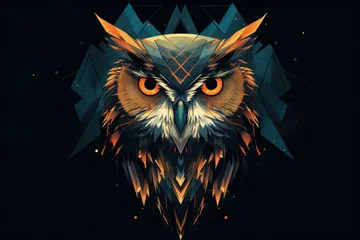 Stickers fenêtre Dessins animés de hibou Artistic Colorful owl geometric. Wildlife animal. Generate Ai