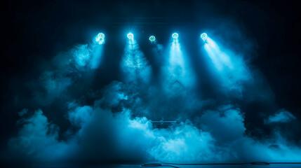 A dark empty blue background with smoke float up the interior texture.