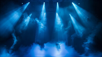 A dark empty blue background with smoke float up the interior texture.