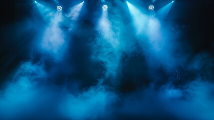 A dark empty blue background with smoke float up the interior texture.
