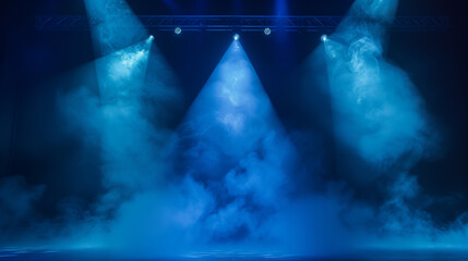 A dark empty blue background with smoke float up the interior texture.