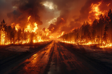 Apocalyptic Wildfire Engulfing Forest